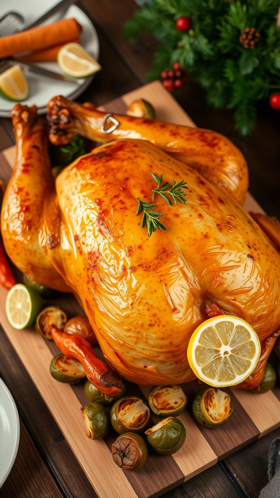 Best turkey box call with a perfectly roasted turkey on a wooden platter